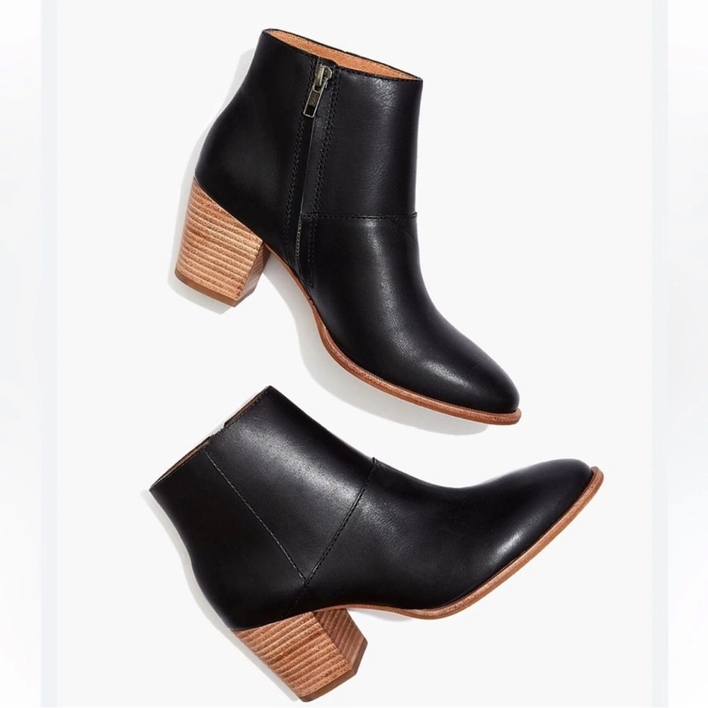 Madewell the Rosie Ankle Boot black leather booties work casual fall winter 8.5